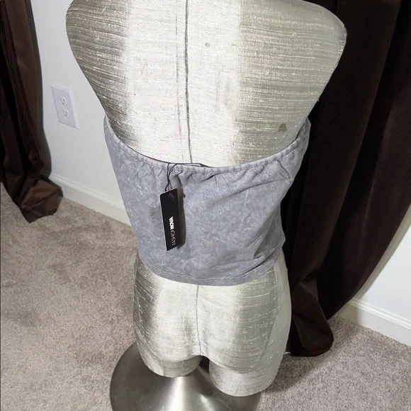 Fashion Nova Gray Strapless Crop Top - Picture 3 of 4